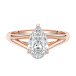 Pear brilliant moissanite engagement ring with an architectural V-split cathedral band ApolloGem.