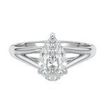 Pear brilliant moissanite engagement ring with an architectural V-split cathedral band ApolloGem.