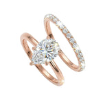 Pear brilliant moissanite solitaire engagement ring with a matching pavé eternity wedding band Duo Collection ApolloGem.