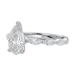 Side profile of the Pear Marquise Line ring showing the distinct metal contrast and robust shared-prong integration