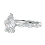 Side profile of the Pear Marquise Line ring showing the distinct metal contrast and robust shared-prong integration