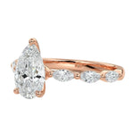Side profile of the Pear Marquise Line ring showing the distinct metal contrast and robust shared-prong integration