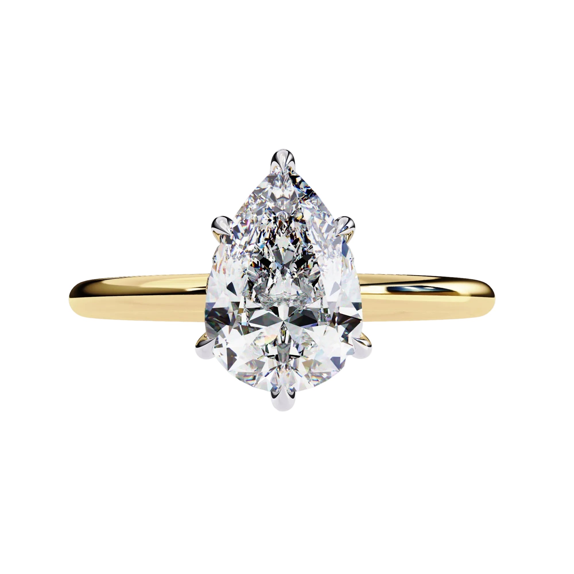Pear cut solitaire engagement ring plain gold band simple elegant style South Africa