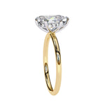 Hidden halo engagement ring pear shape side profile detail pave bridge