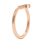 Side view of a V-shaped tiara stacking ring in solid gold by ApolloGem.