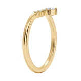 Side view of a V-shaped tiara stacking ring in solid gold by ApolloGem.