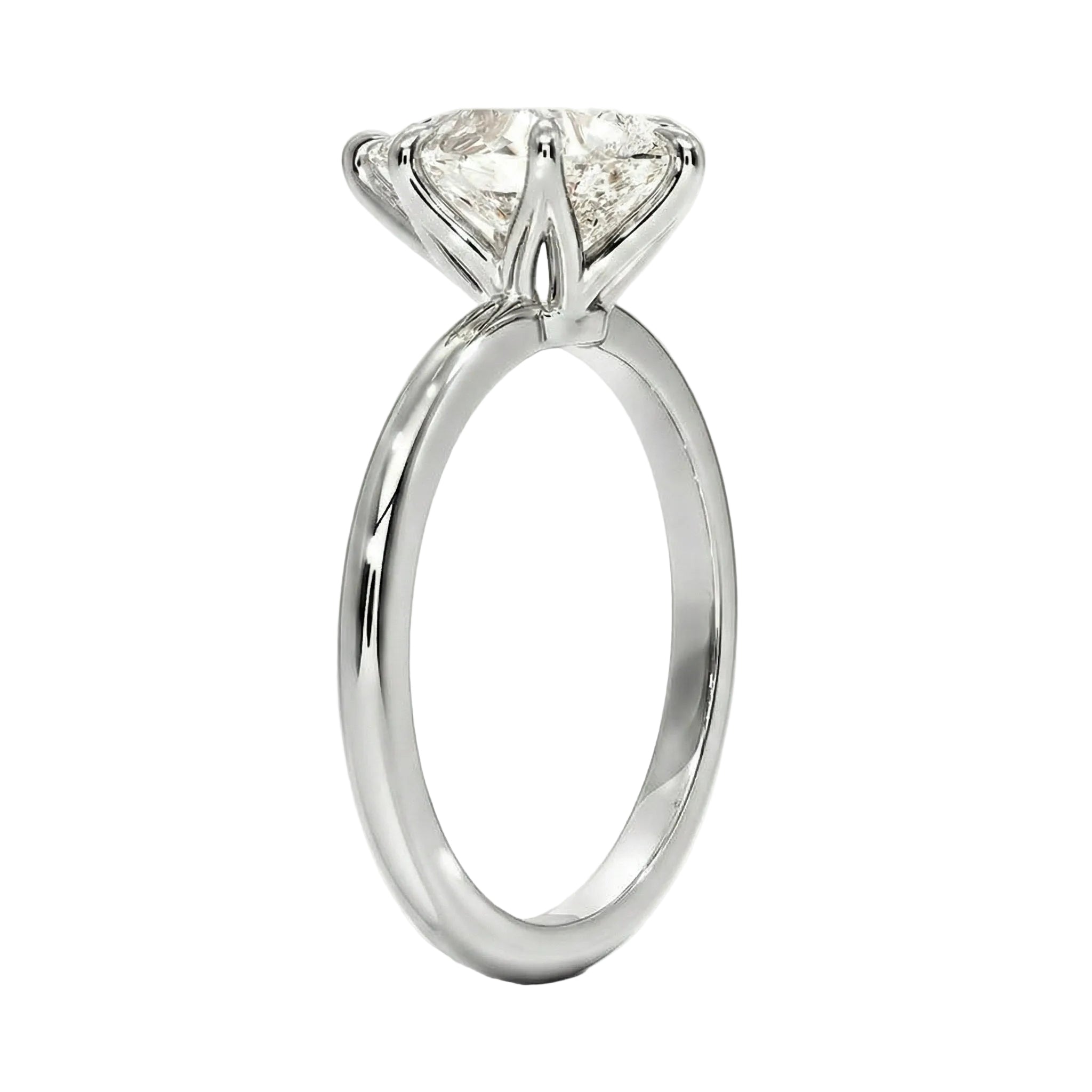 Diamond ring with a clear gemstone on a white background