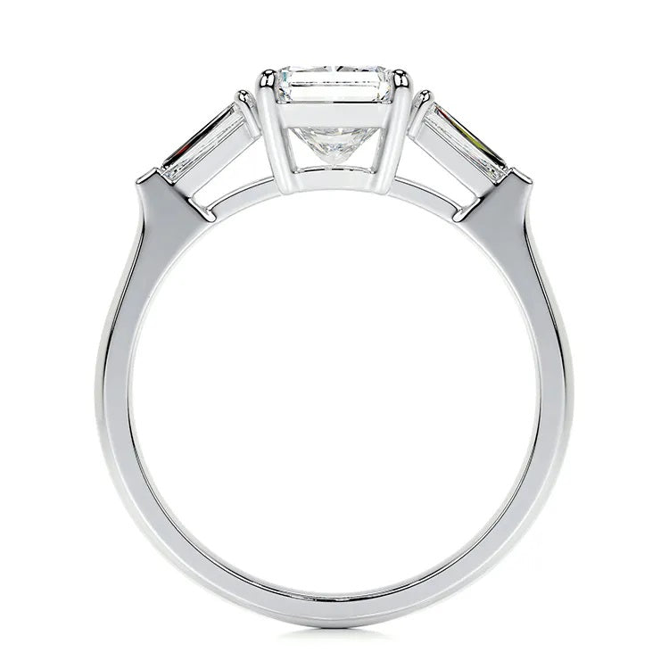 1.0 Carat Radiant-Cut 4-Claw Side-Stone Moissanite Engagement Ring 