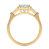 High set radiant moissanite ring profile view yellow gold 18k South Africa