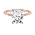The Radiant Hidden Halo moissanite ring in 9ct rose gold ApolloGem