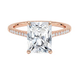 The Radiant Hidden Halo moissanite ring in 9ct rose gold ApolloGem