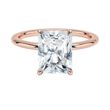 Luxury radiant cut moissanite solitaire engagement ring in 9k rose gold ApolloGem South Africa.