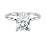 Luxury radiant cut moissanite solitaire engagement ring in 9k white gold ApolloGem South Africa.