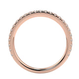 Side profile of the Round 3/4 Eternity band showing the polished rose gold shank and fishtail setting.