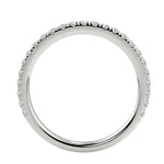 Side profile of the Round 3/4 Eternity band showing the polished white gold shank and fishtail setting.