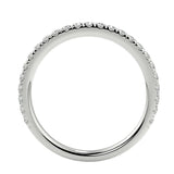 Side profile of the Round 3/4 Eternity band showing the polished white gold shank and fishtail setting.
