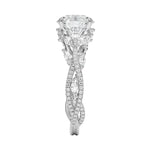 Detailed side view showing the intertwined vine structure and marquise leaf accents on the gold ring.