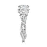 Detailed side view showing the intertwined vine structure and marquise leaf accents on the gold ring.