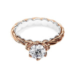 Detailed side view showing the complex twisted rope motif and rose gold ornate architecture.