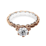 Detailed side view showing the complex twisted rope motif and rose gold ornate architecture.