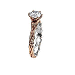 Close-up of the white gold inner sleeve with micro-beading and scalloped edges on the Bespoke Ornate ring.