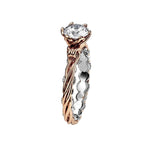 Close-up of the white gold inner sleeve with micro-beading and scalloped edges on the Bespoke Ornate ring.