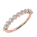 Modern 2mm bezel-set round brilliant stone half-eternity band in rose gold ApolloGem.