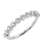 Modern 2mm bezel-set round brilliant stone half-eternity band in white gold ApolloGem.