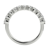 Top-down view of a D-color VVS1 2.0mm round stone half-eternity band in white gold.