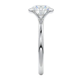Engagement ring Round cut Moissanite lab grown diamond engagement ring  with open tube setting, on a gold band, against a white background.Moissanite engagement ring cape town south africa grand diamonds ralph jacobs jeulia 