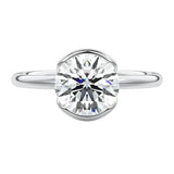 Luxury round brilliant moissanite engagement ring with an open-tube bridge setting in white gold ApolloGem.