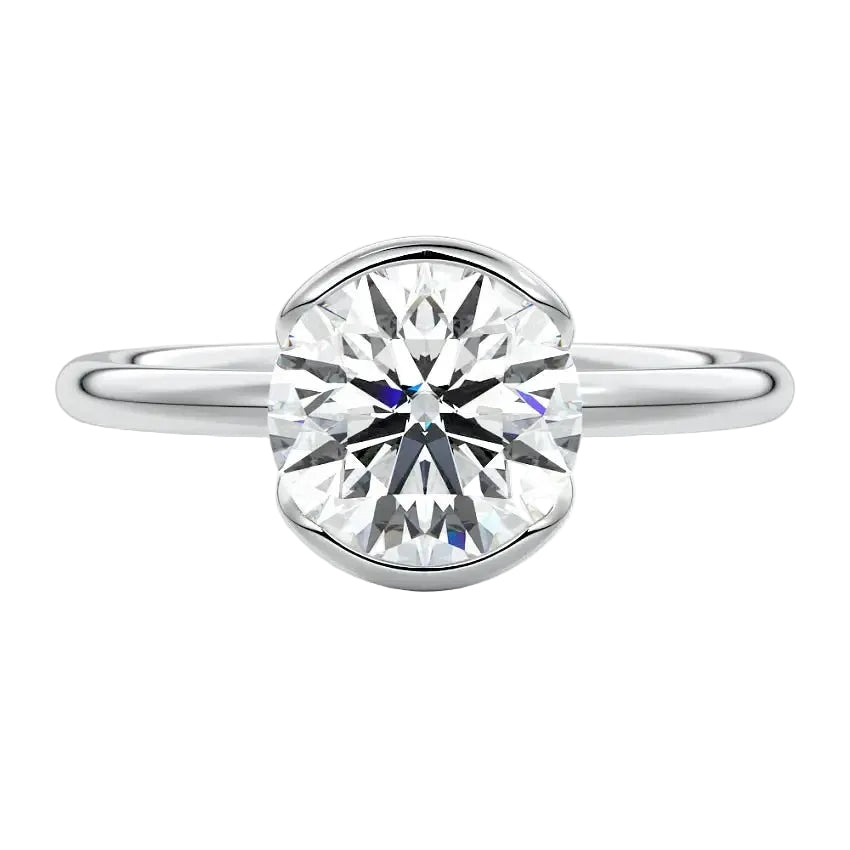 Luxury round brilliant moissanite engagement ring with an open-tube bridge setting in white gold ApolloGem.