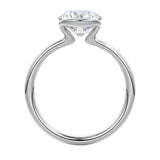 Engagement ring Round cut Moissanite lab grown diamond engagement ring  with open tube setting, on a gold band, against a white background.Moissanite engagement ring cape town south africa grand diamonds ralph jacobs jeulia 