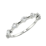 Minimalist bubble-style 2mm round brilliant stone half-eternity band in white gold ApolloGem