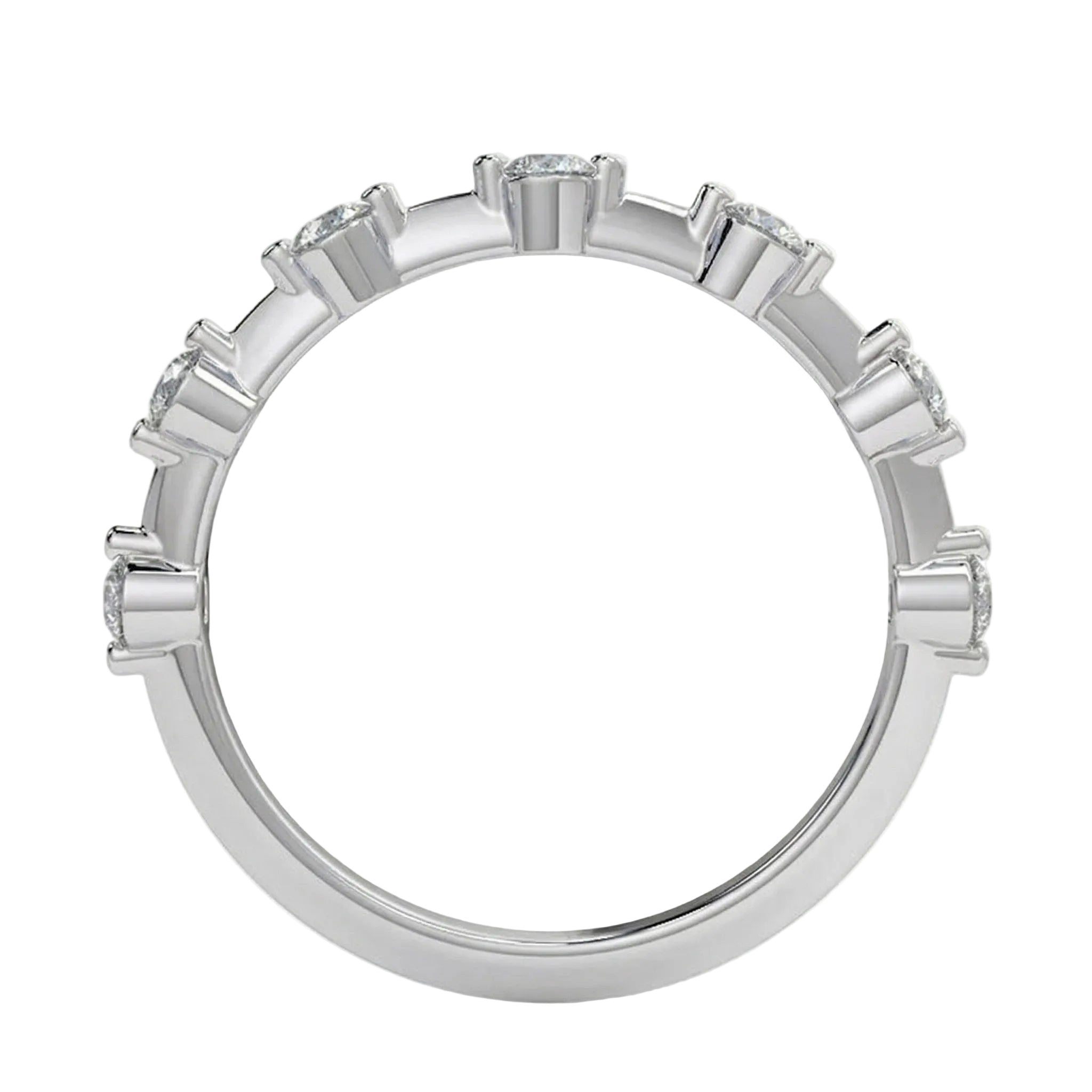 Side profile of the Round Bubble Eternity band showing individual 2mm tube settings