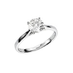 Round brilliant moissanite engagement ring with an elevated cathedral setting in white gold ApolloGem.