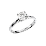 Round brilliant moissanite engagement ring with an elevated cathedral setting in white gold ApolloGem.