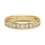 Classic channel-set 2.5mm round brilliant stone full eternity band in yellow gold ApolloGem.