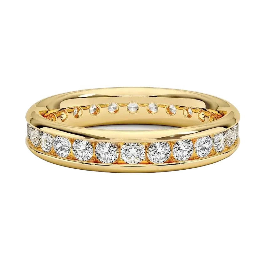 Classic channel-set 2.5mm round brilliant stone full eternity band in yellow gold ApolloGem.