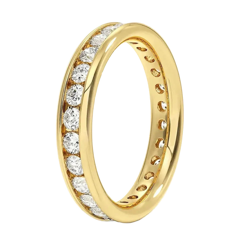 Side profile of the 3mm Round Channel Full Eternity band showing the secure u-channel setting.