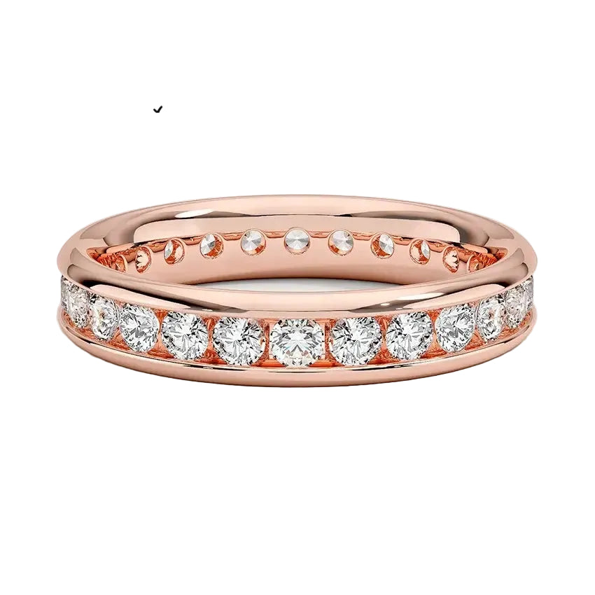 Classic channel-set 2.5mm round brilliant stone full eternity band in Rose gold ApolloGem.