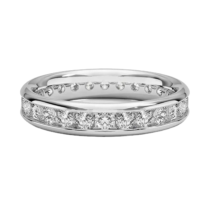 Classic channel-set 2.5mm round brilliant stone full eternity band in white gold ApolloGem.