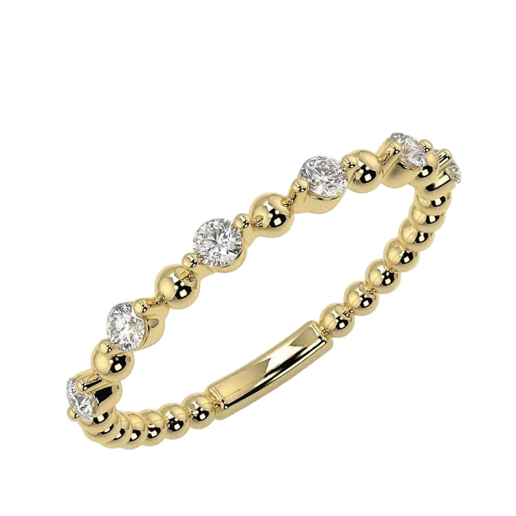 Classic channel-set round brilliant stone half-eternity band in yellow gold ApolloGem.