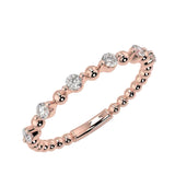 Classic channel-set round brilliant stone half-eternity band in rose gold ApolloGem.
