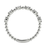 Top-down view of a D-color VVS1 round stone half-eternity wedding band in White gold.
