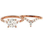 Round brilliant moissanite solitaire engagement ring with matching full eternity band Duo Collection ApolloGem.
