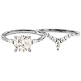 Round brilliant moissanite solitaire engagement ring with matching full eternity band Duo Collection ApolloGem.