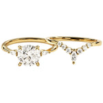 Round brilliant moissanite solitaire engagement ring with matching full eternity band Duo Collection ApolloGem.