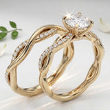 Side profile of the Helix Wrap ring showing micro-pavé stones encircling the moissanite base.