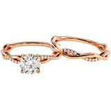 Luxury round brilliant moissanite bridal set with a helix wrapped pavé setting ApolloGem.